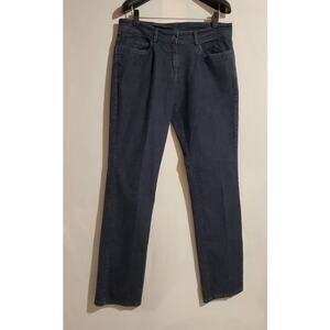 Eileen Fisher Dark Wash Straight Leg Jeans Womens Size M Petite Mid Rise Stretch